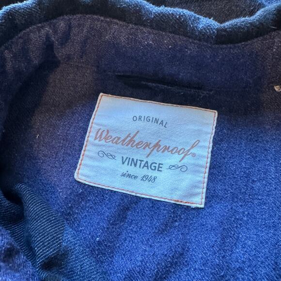 Weatherproof Vintage Blue Black Flannel Shirt XL Button Down Plaid Workwear - Picture 7 of 10